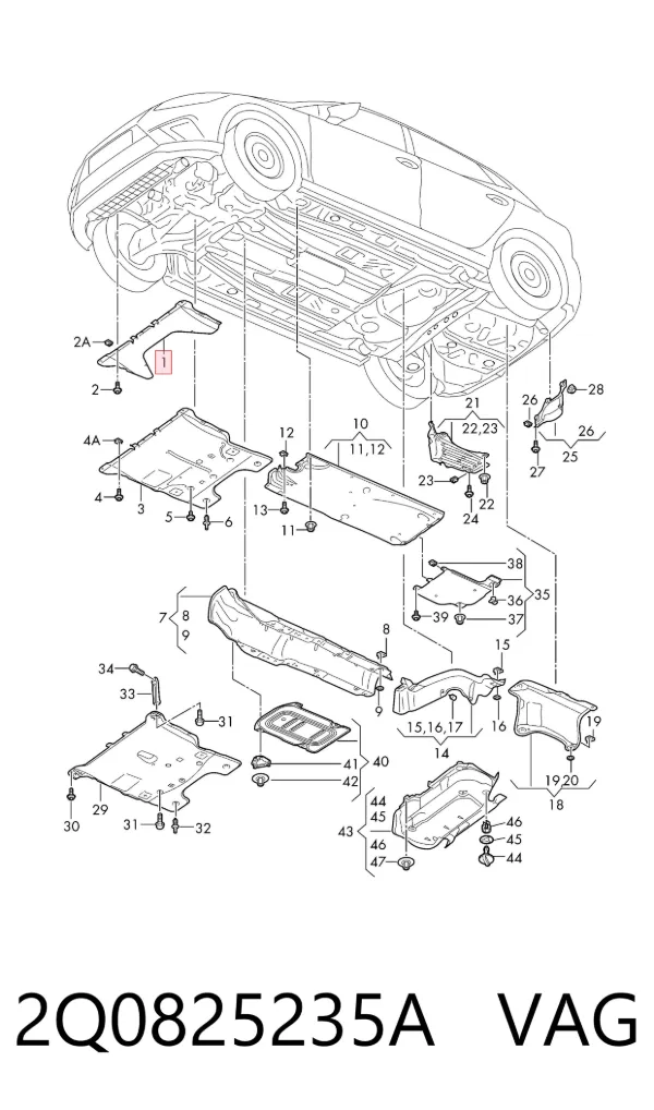 Protección motor / empotramiento 2Q0825235A VAG