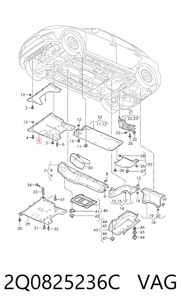 Protección motor / empotramiento 2Q0825236C VAG