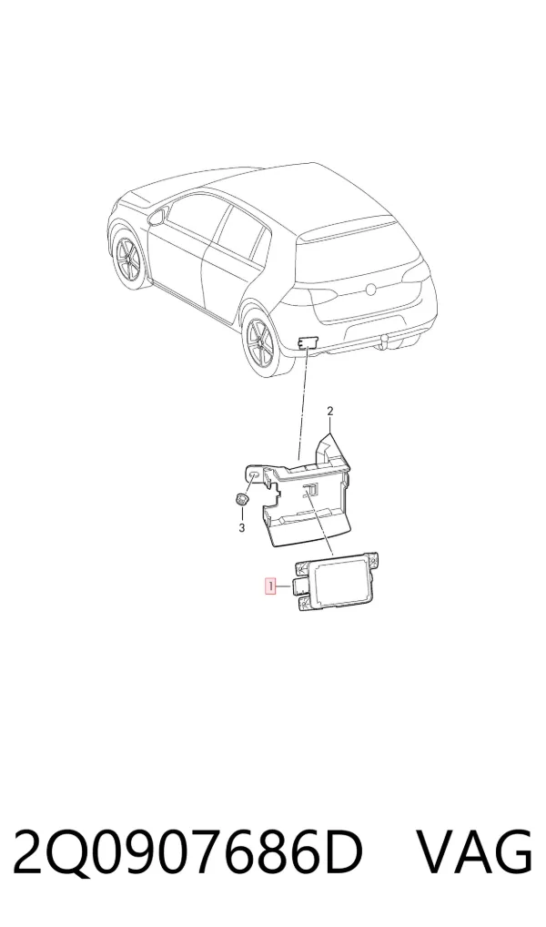 Sensor de ángulo muerto trasero 2Q0907686D VAG