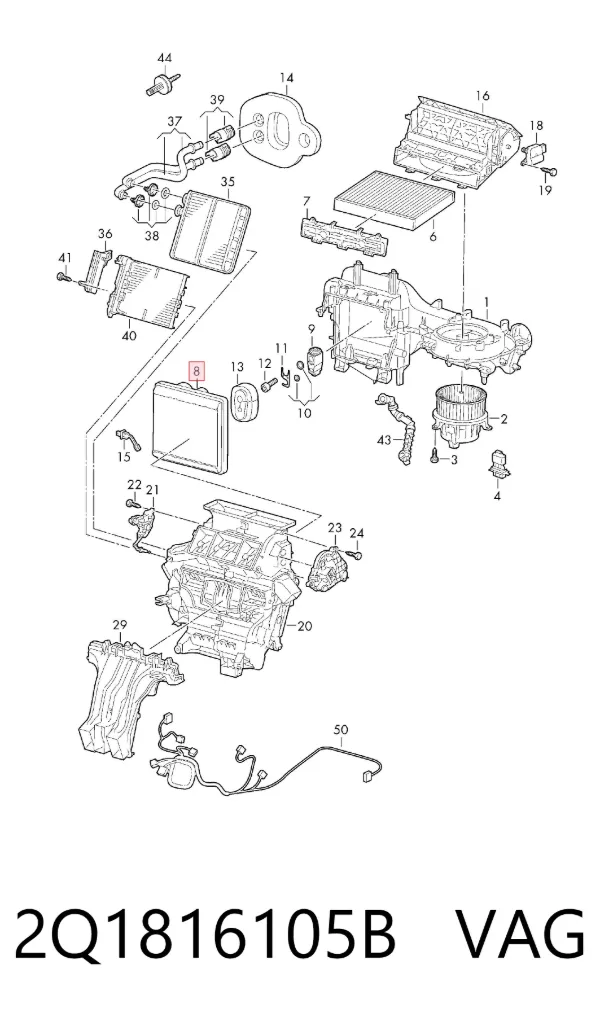 Evaporador de aire acondicionado 2Q1816105B VAG