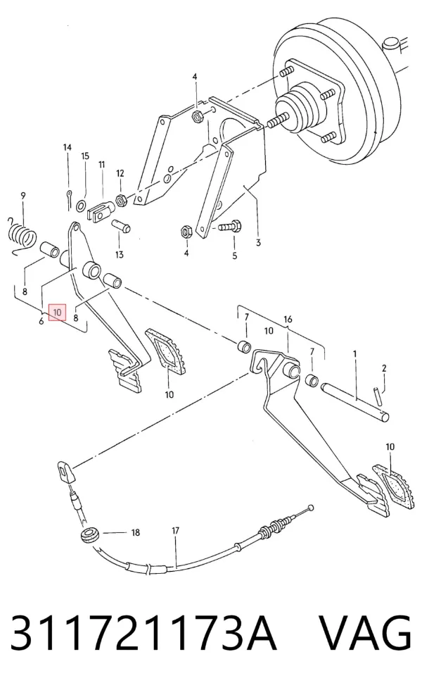 Cubierta de pedal de freno 311721173A VAG
