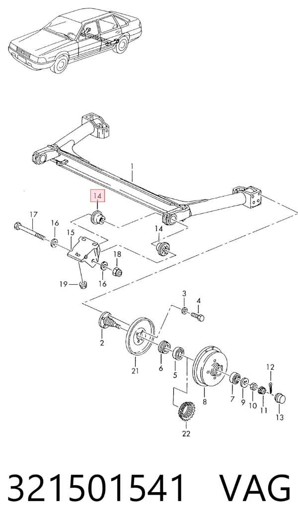 Silentblock trasero 321501541 VAG