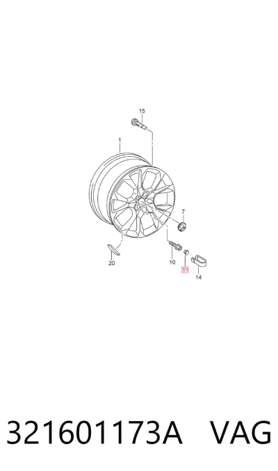 Tapón de perno de rueda VAG 321601173A