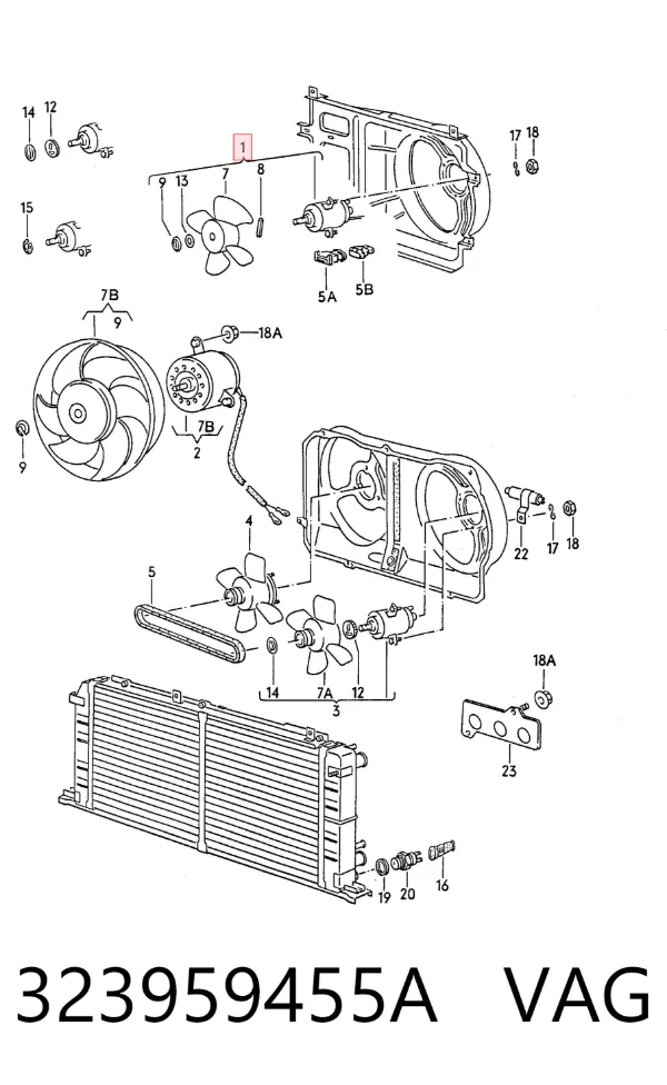Motor ventilador del radiador 323959455A VAG