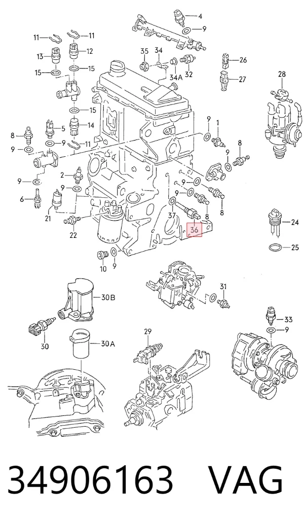 Sensor de temperatura 34906163 VAG