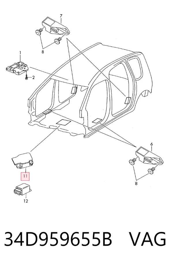 Módulo de control de airbag 34D959655B VAG