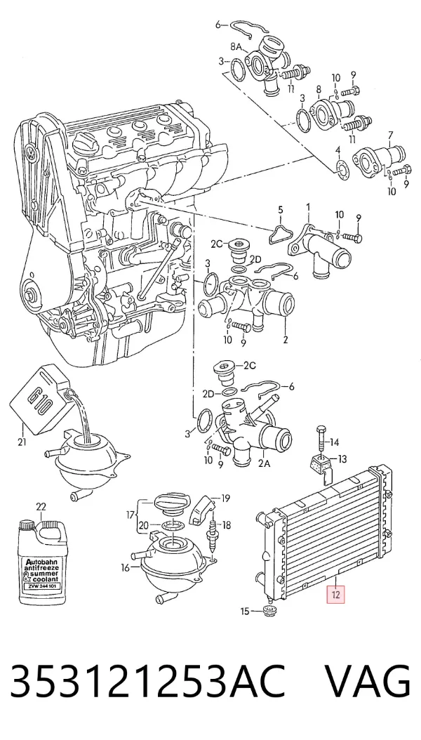 Radiador 353121253AC VAG