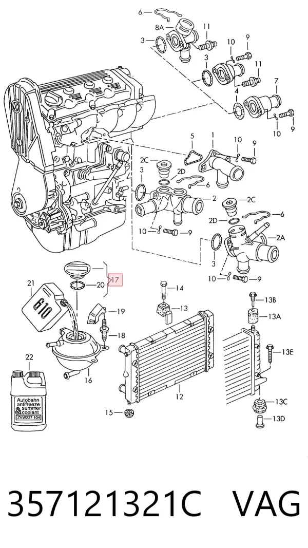 Tapón depósito de refrigerante 357121321C VAG