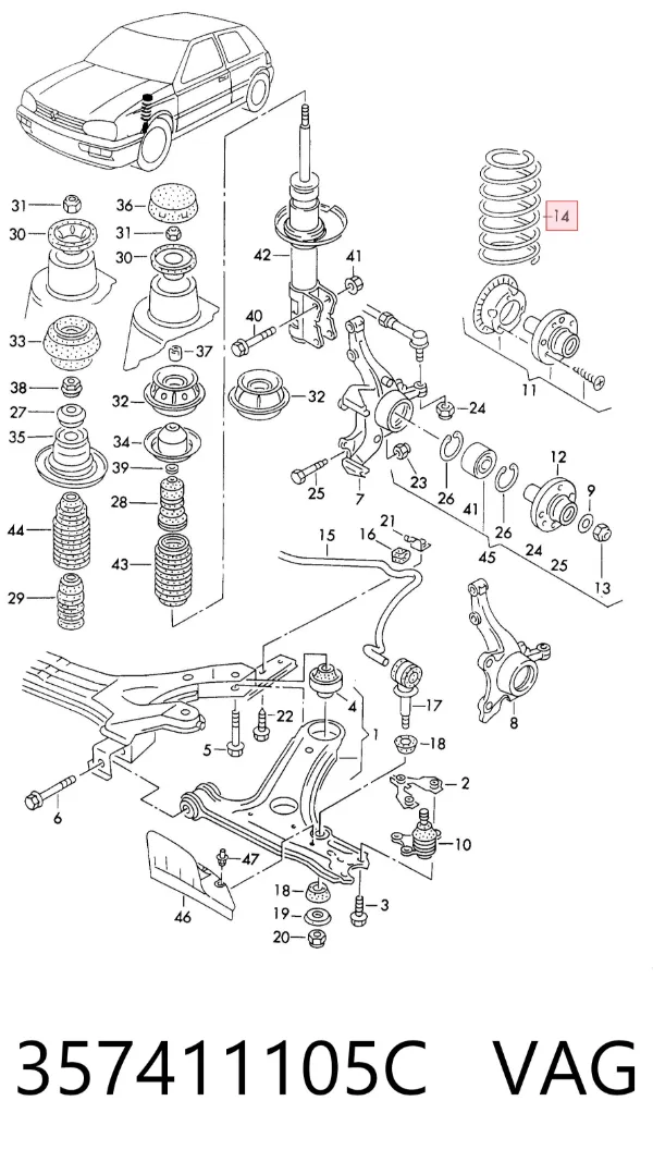 Muelle delantero 357411105C VAG
