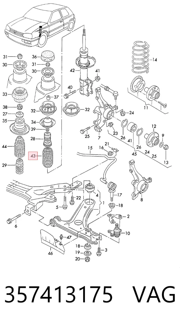 Fuelle, amortiguador delantero 357413175 VAG