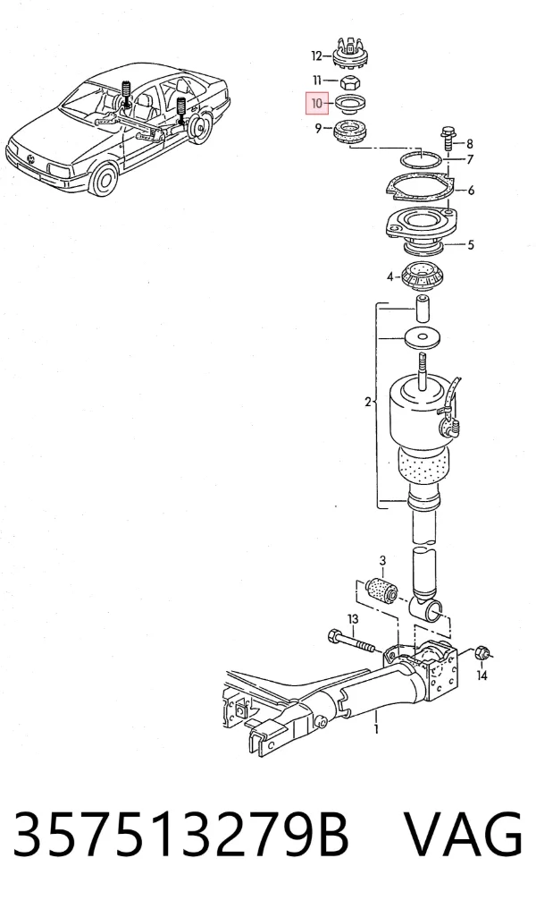Rodamiento de soporte del amortiguador delantero 357513279B VAG
