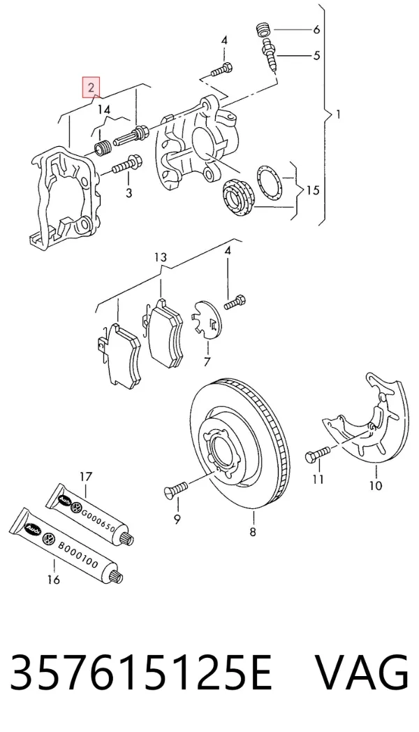 Soporte de la pinza de freno delantera 357615125E VAG
