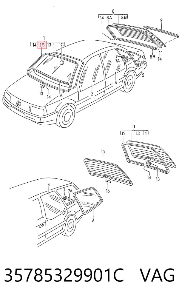 Junta de parabrisas Volkswagen Passat B3, B4