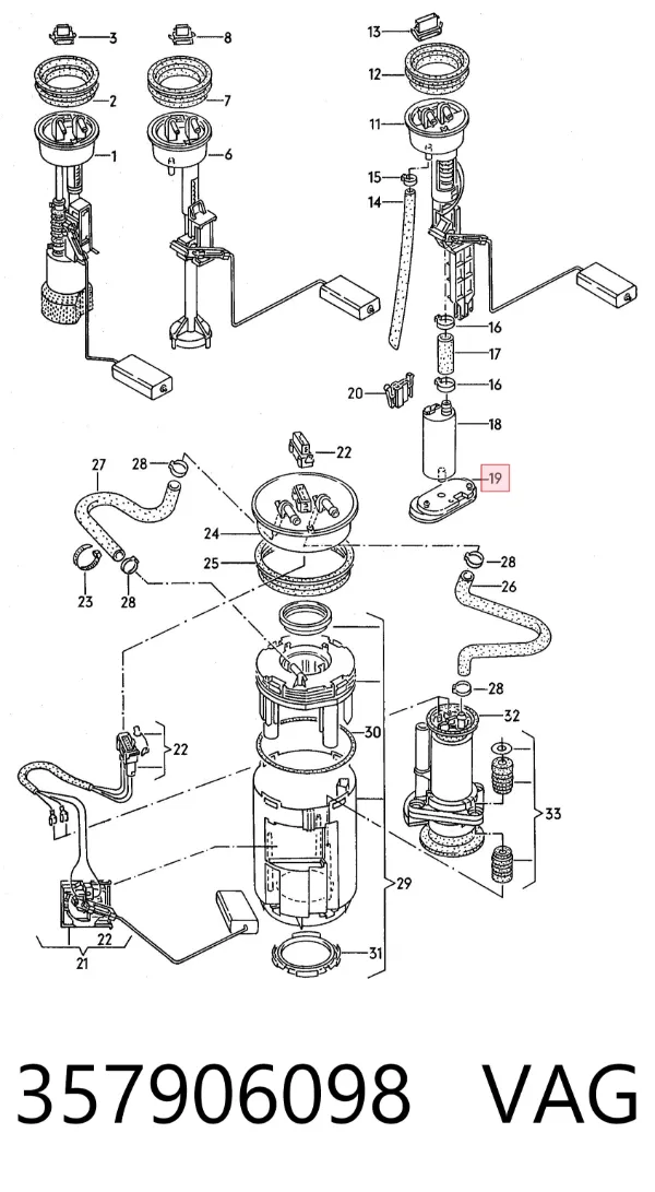 Filtro de malla de la bomba de combustible 357906098 VAG