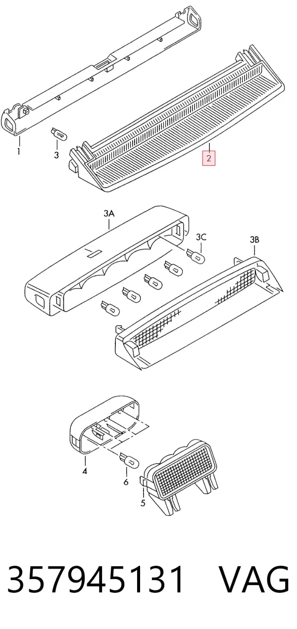 Tercera luz de freno Volkswagen Passat B3, B4