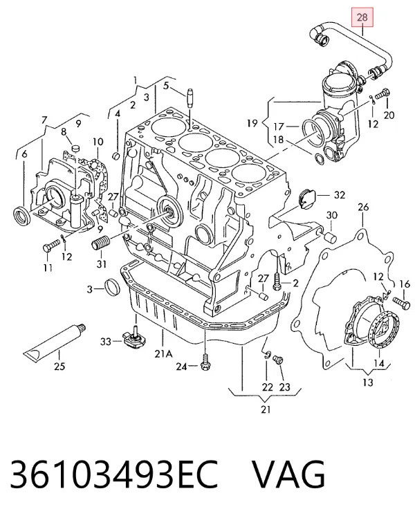 Tubo de ventilación del cárter 36103493EC VAG