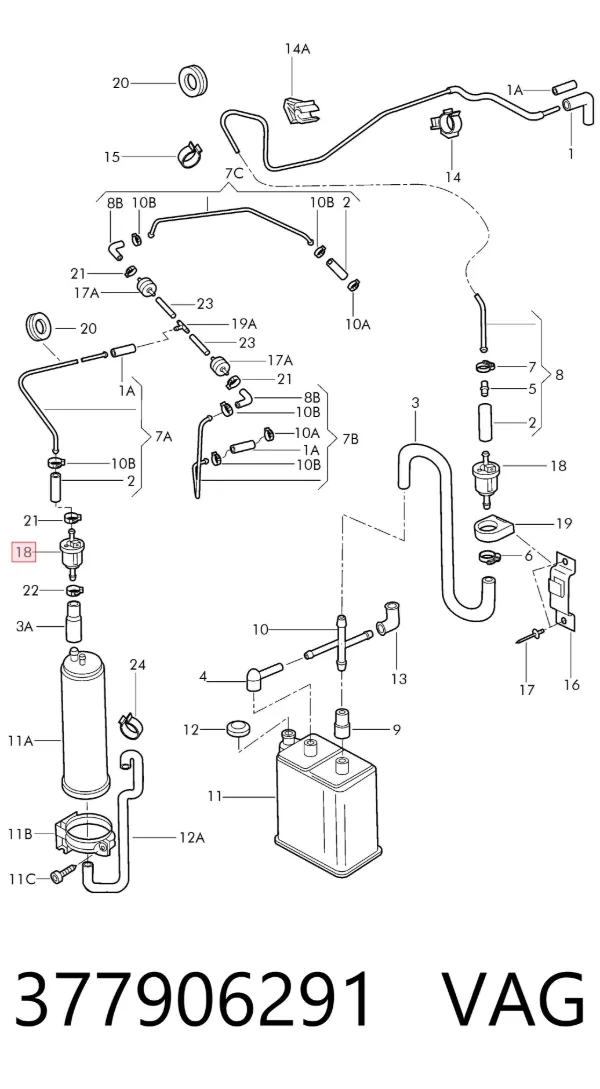 Válvula de ventilación de gases del tanque de combustible 377906291 VAG