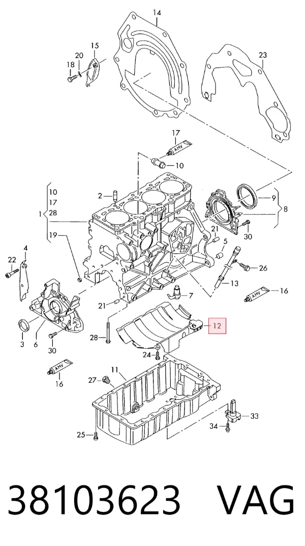 Deflector de aceite del cárter del motor 38103623 VAG