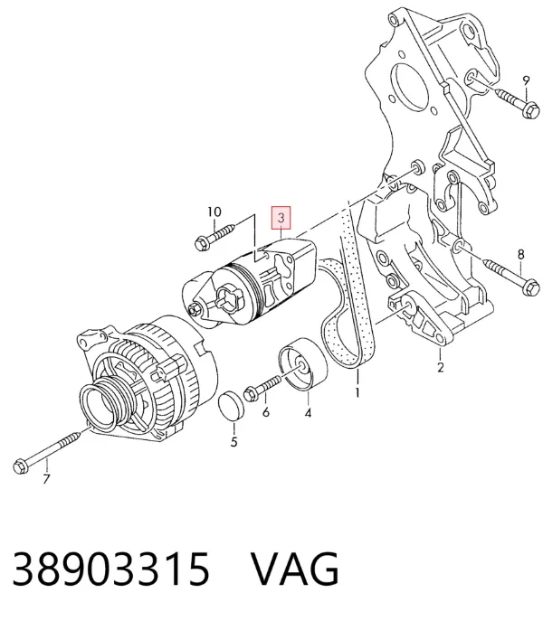 Tensor de correa poli V 38903315 VAG