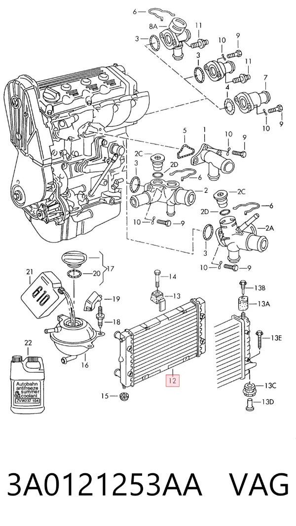Radiador 3A0121253AA VAG