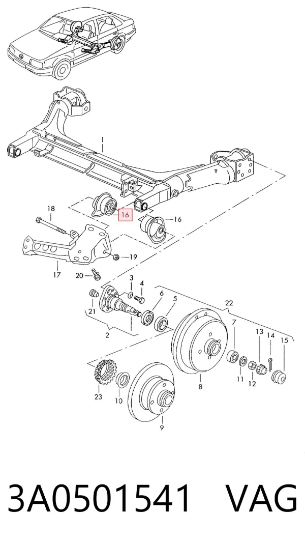 Silentblock trasero 3A0501541 VAG