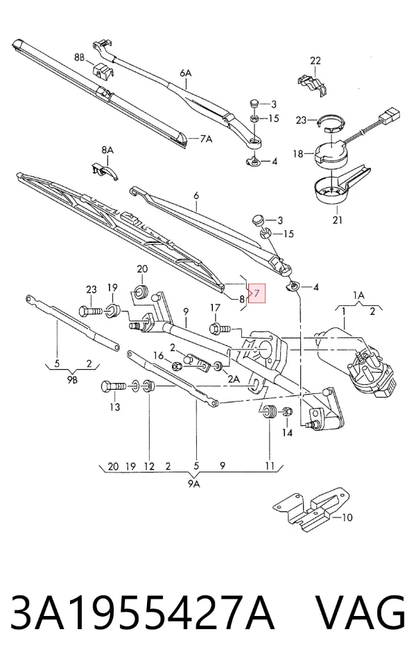 Escobilla del limpiaparabrisas del lado del conductor 3A1955427A VAG