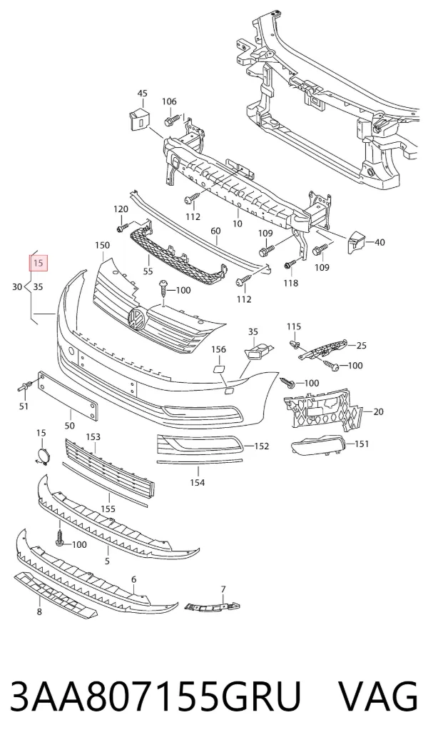 Tapa del enganche de remolcado delantera 3AA807155GRU VAG