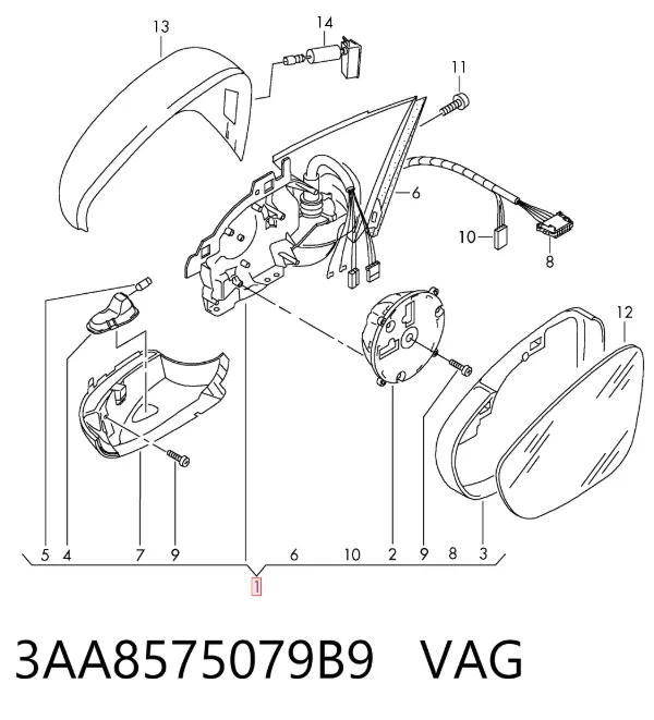 Espejo de retrovisor izquierdo 3AA8575079B9 VAG