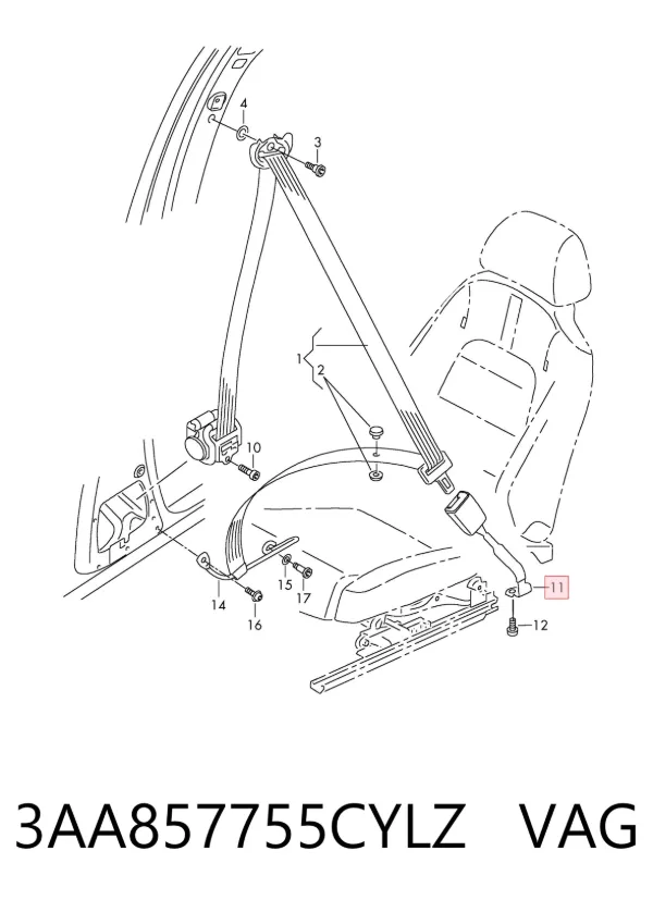 Cinturón de seguridad delantero izquierdo 3AA857755CYLZ VAG