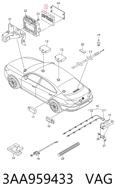 Módulo de confort VAG 3AA959433
