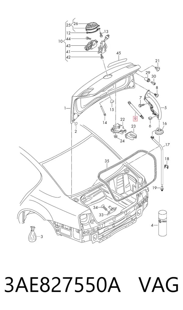 Amortiguador maletero 3AE827550A VAG