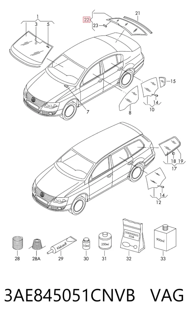 Luna trasera Volkswagen Passat B7