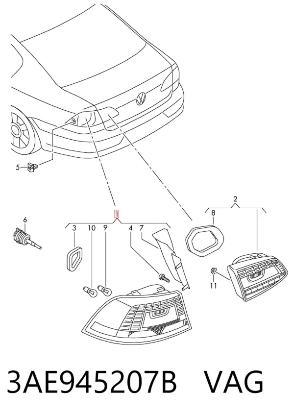 Piloto trasero exterior izquierdo 3AE945207B VAG