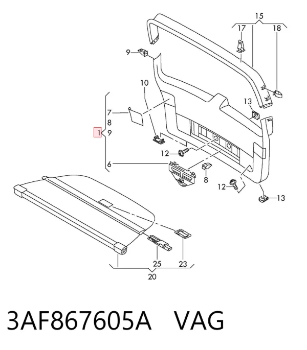 Revestimiento de tapa de maletero 3AF867605A VAG