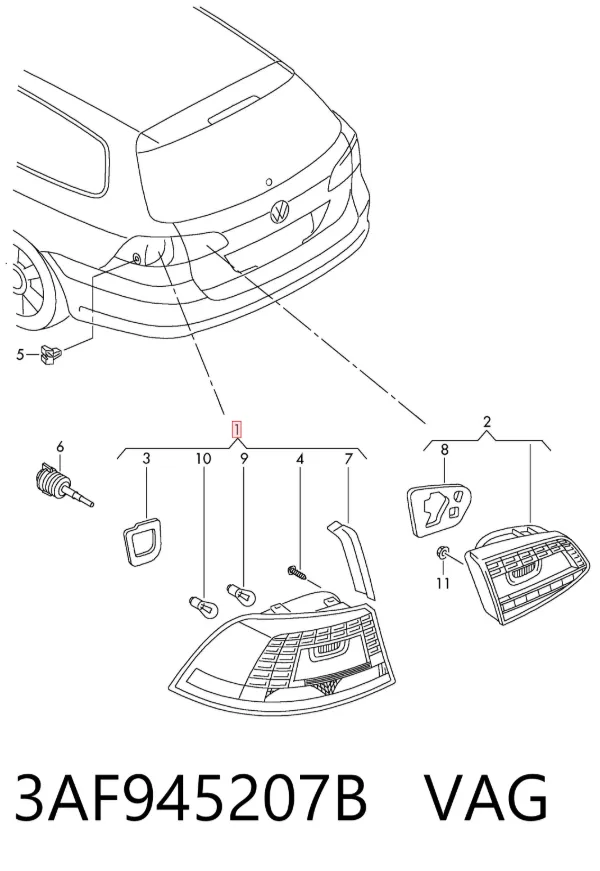 Piloto trasero exterior izquierdo 3AF945207B VAG