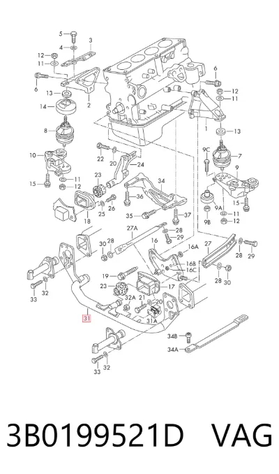 Viga de soporte del motor VAG 3B0199521D