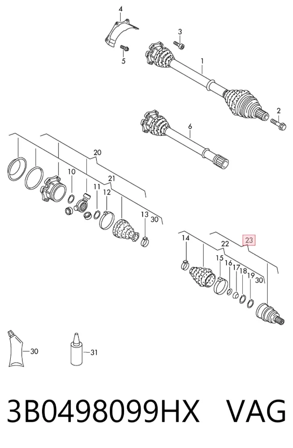 Junta homocinetica 3B0498099HX VAG
