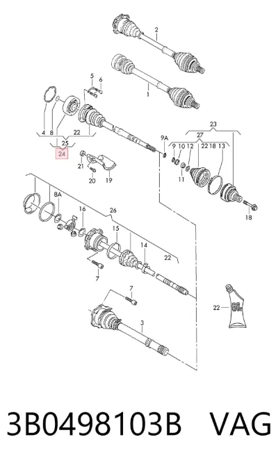 Junta homocinética interna delantera VAG 3B0498103B