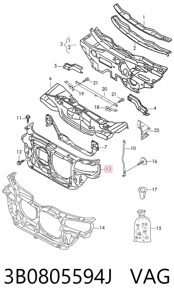 Soporte de radiador 3B0805594J VAG