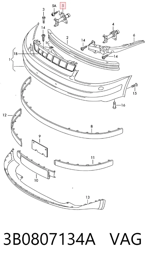 Soporte de parachoques delantero derecho 3B0807134A VAG