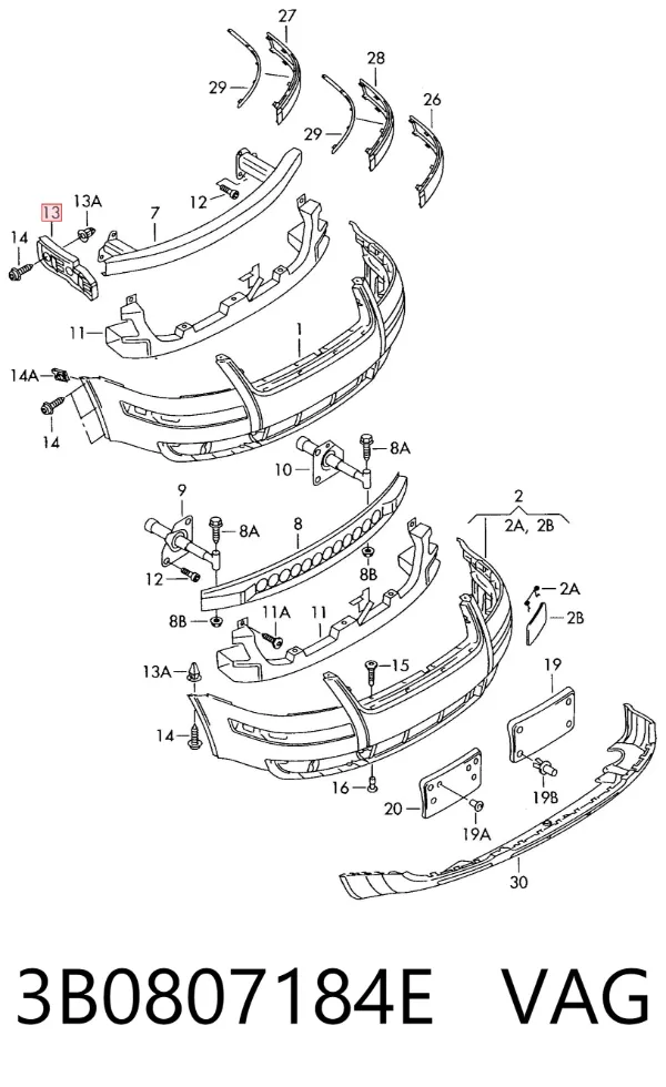 Soporte de parachoques delantero derecho 3B0807184E VAG