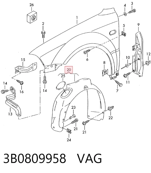 Paso rueda 3B0809958 VAG