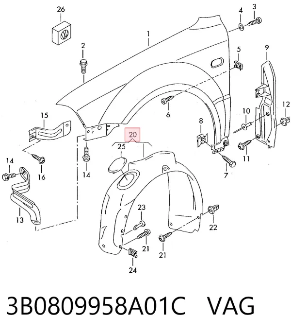 Paso rueda 3B0809958A01C VAG