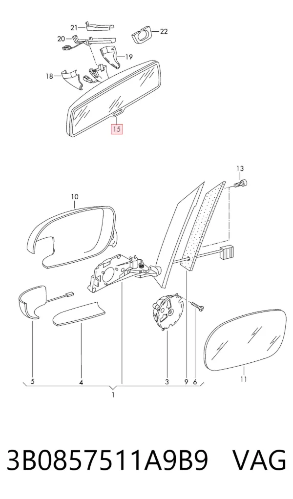 Espejo interior 3B0857511A9B9 VAG
