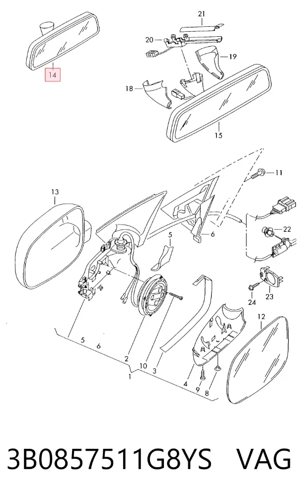 Espejo interior 3B0857511G8YS VAG
