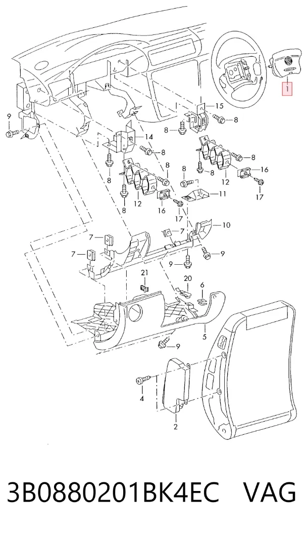 Airbag de volante 3B0880201BK4EC VAG