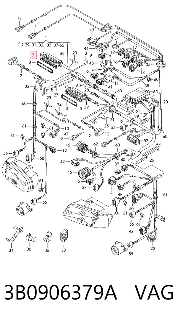 Conector de la unidad de control del motor 3B0906379A VAG