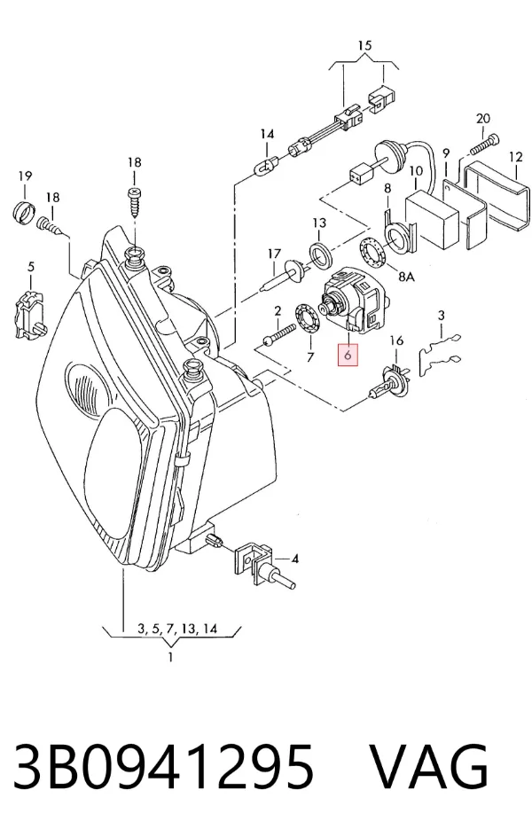 Motor regulador de faros 3B0941295 VAG