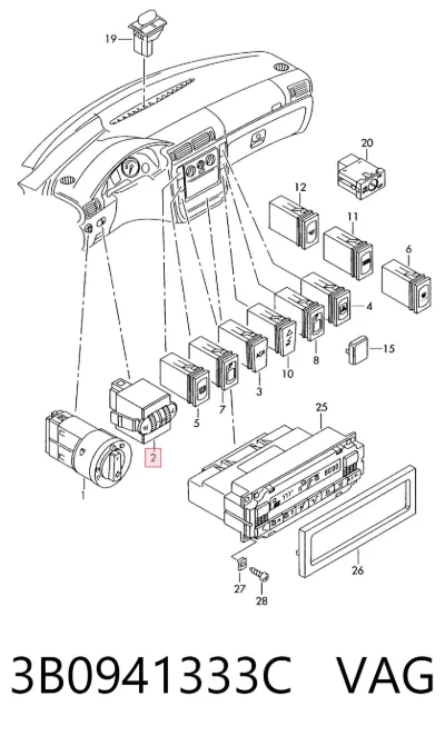 Regulador de intensidad del panel de instrumentos VAG 3B0941333C