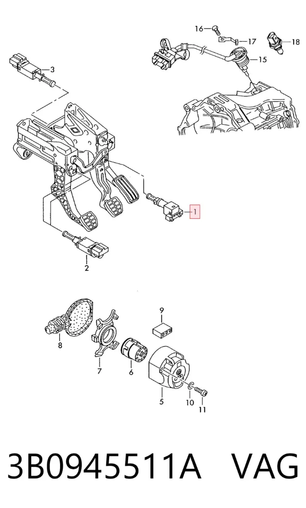 Interruptor de luz de freno 3B0945511A VAG